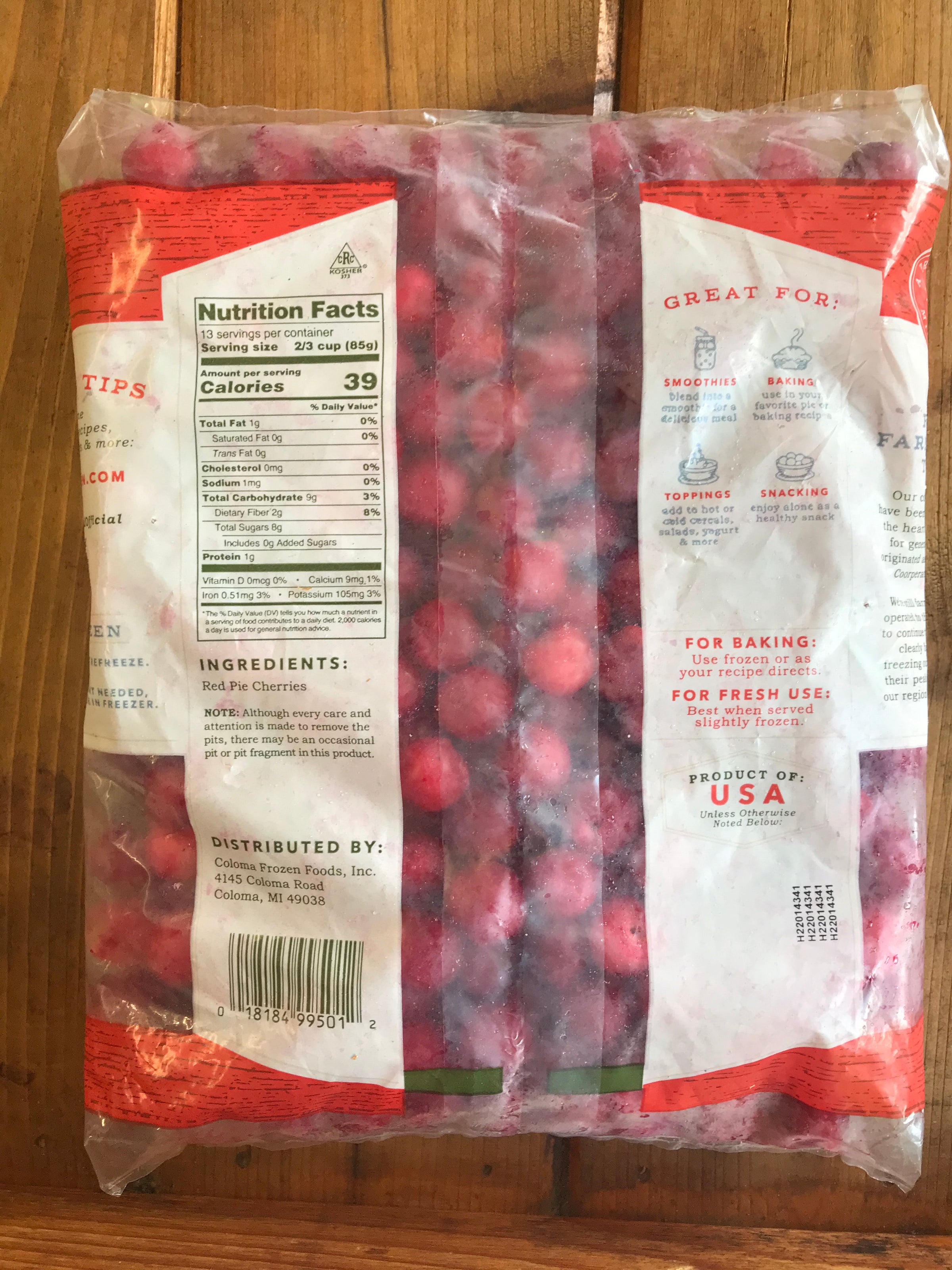 Frozen - Tart Cherries - 2.5# bag | Schultz Fruitridge Farms